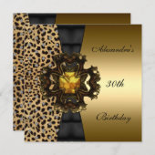 Zizzago Leopard Gold Animal 30th Birthday Kaart (Voorkant / Achterkant)