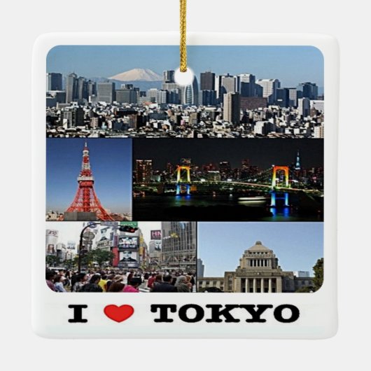 zJP003 i love TOKYO, Japan, Asia, Keramisch Ornament (Achterkant)
