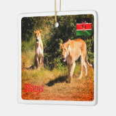zKE005 KENIA, Leeuwen, Afrika, Keramisch Ornament (Links)