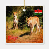 zKE005 KENIA, Leeuwen, Afrika, Keramisch Ornament (Achterkant)