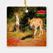 zKE005 KENIA, Leeuwen, Afrika, Keramisch Ornament (Voorkant)