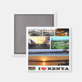 zKE010 KENYA I Love, Mosaic, Africa, Fridge Magneet (Voorkant / Achterkant)