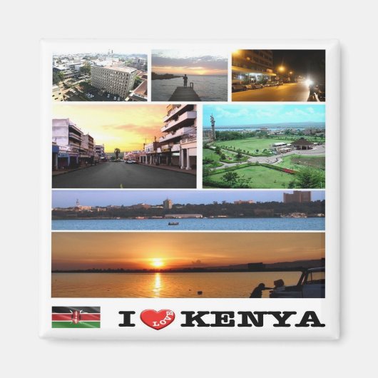 zKE010 KENYA I Love, Mosaic, Africa, Fridge Magneet (Voorkant)