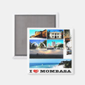 zKE014 MOMBASA I Love, Mosaic, Kenya, Fridge Magneet (Voorkant / Achterkant)
