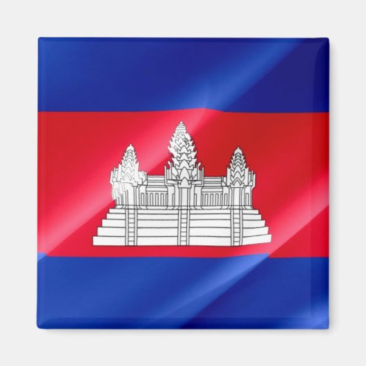 zKH002 Cambodjaans zwaaiend FLAG Cambodia, Fridge Magneet (Voorkant)