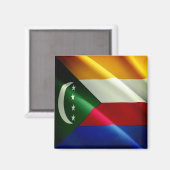 zKM002 COMOROS, Waving Flag, Afrika, Fridge Magneet (Voorkant / Achterkant)