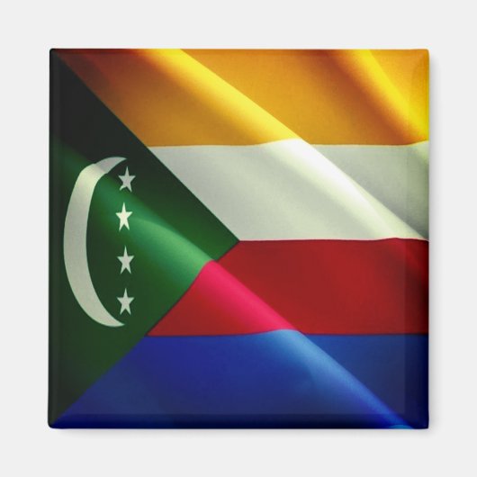 zKM002 COMOROS, Waving Flag, Afrika, Fridge Magneet (Voorkant)