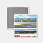 zKN003 SAINT KITTS NEVIS, Mosaic, Amerika, Fridge Magneet (Voorkant / Achterkant)