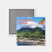 zKN004 SAINT KITTS NEVIS, Basseterre, Fridge Magneet (Voorkant / Achterkant)