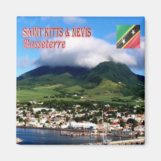 zKN004 SAINT KITTS NEVIS, Basseterre, Fridge Magneet (Voorkant)
