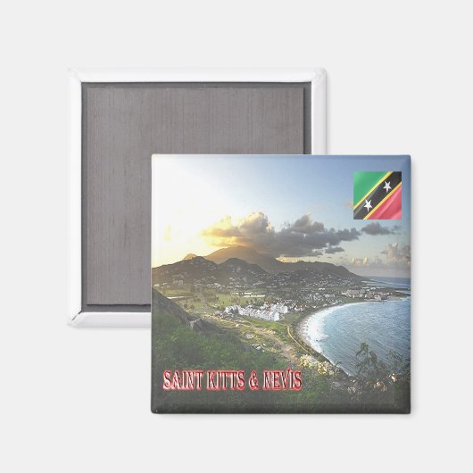 zKN005 SAINT KITTS NEVIS, Frigate Bay, Fridge Magneet (Voorkant / Achterkant)