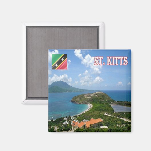 zKN006 SAINT KITTS Uitzicht, Saint Kitts Nevis, Fr Magneet (Voorkant / Achterkant)