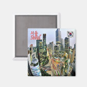 zKR006 SEOUL-panorama, Zuid-Korea, Fridge Magneet (Voorkant / Achterkant)