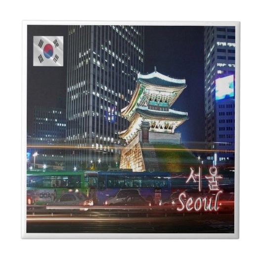 zKR007 NAMDAEMUN 's nachts SEOUL, Zuid-Korea, Tegeltje (Voorkant)