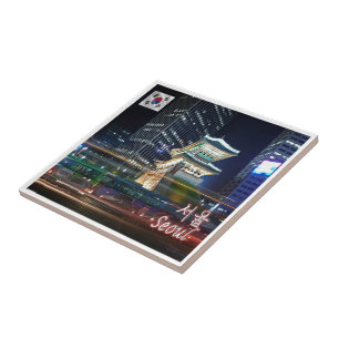 zKR007 NAMDAEMUN 's nachts SEOUL, Zuid-Korea, Tegeltje