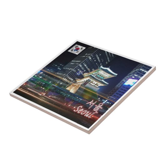 zKR007 NAMDAEMUN 's nachts SEOUL, Zuid-Korea, Tegeltje (Zijkant)