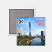 zKR010 INCHEON, Zuid-Korea, Azië, Fridge Magneet (Voorkant / Achterkant)