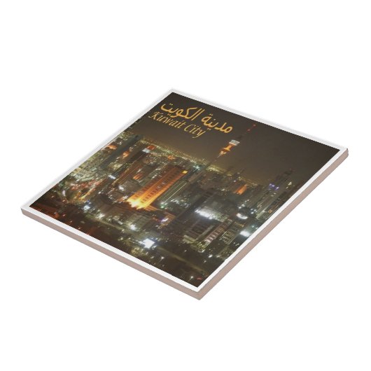zKW006 AL KUWAIT, stad bij nacht, Azië, Tegeltje (Zijkant)