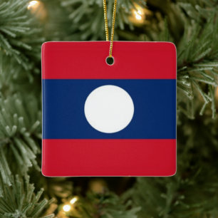 zLA001 VLAG LAOS, Keramisch Ornament