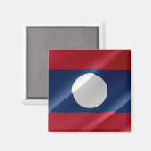 zLA002-golvende FLAG LAOS, Fridge Magnet (Voorkant / Achterkant)