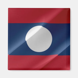 zLA002-golvende FLAG LAOS, Fridge Magnet