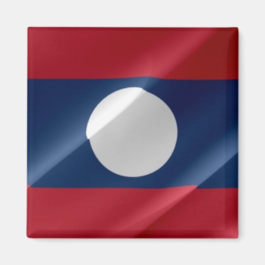 zLA002-golvende FLAG LAOS, Fridge Magnet (Voorkant)