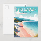 Zlatni Rat Beach Kroatië Reizen Kunst Vintage Briefkaart (Voorkant / Achterkant)