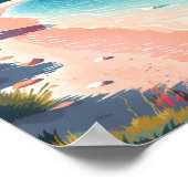 Zlatni Rat Beach Kroatië Reizen Kunst Vintage Poster (Hoek)