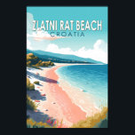 Zlatni Rat Beach Kroatië Reizen Kunst Vintage Poster<br><div class="desc">Zlatni Rat Beach Kroatië vector kunst ontwerp. De Zlatni Rat,  ook wel bekend als de Gouden Kaap of Gouden Hoorn,  is een spit van land ten westen van de havenstad Bol.</div>