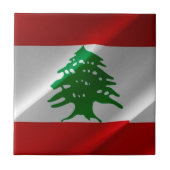 zLB002 zwaait Libanese VLAG Libanon, Tegeltje (Voorkant)