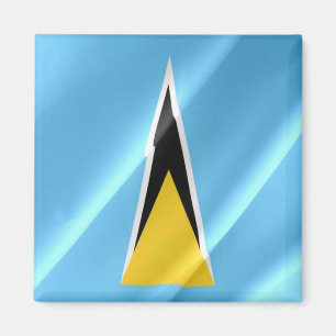 zLC002 SAINT LUCIA, Waving FLAG, Amerika, Fridge Magneet