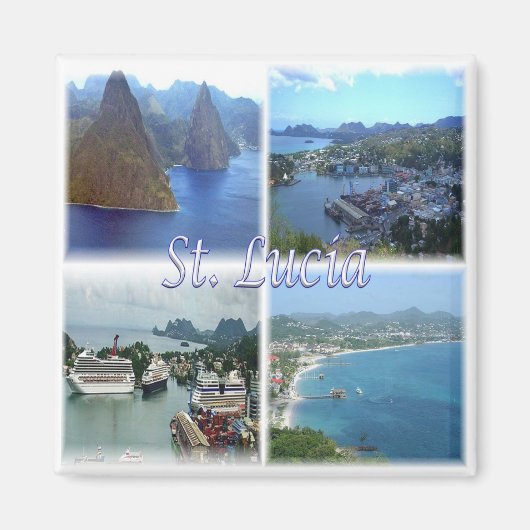 zLC003 SAINT LUCIA, Mosaic, Amerika, Fridge Magneet (Voorkant)