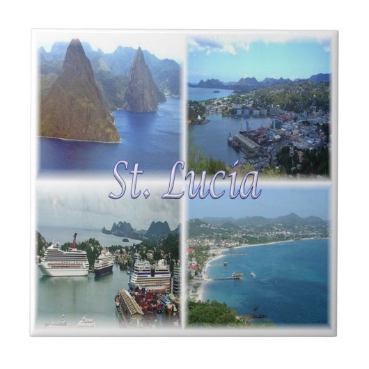 zLC003 SAINT LUCIA, Mozaïek, Amerika, Tegeltje (Voorkant)