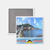 zLC008 CASTRIES, Harbour, Saint Lucia, Fridge Magneet (Voorkant / Achterkant)