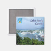 zLC009 CASTRIES, Harbour, Saint Lucia, Fridge Magneet (Voorkant / Achterkant)