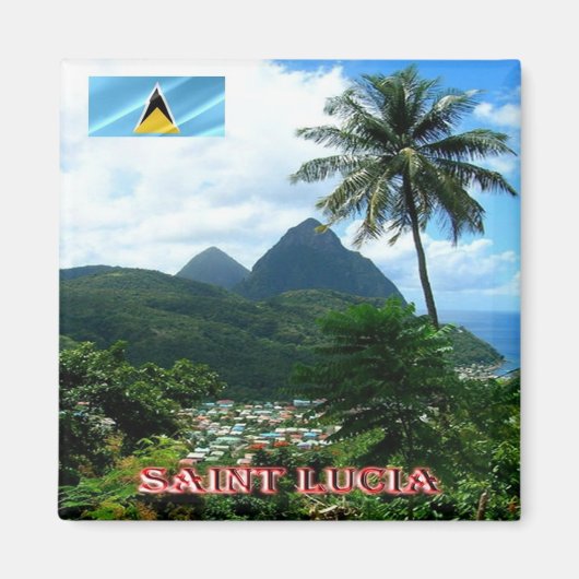 zLC012 SAINT LUCIA, Panorama, Amerika, Fridge Magneet (Voorkant)