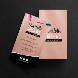 Zlieve Roze Gouden Metalen Nagelkunst Nageltechnic Visitekaartje