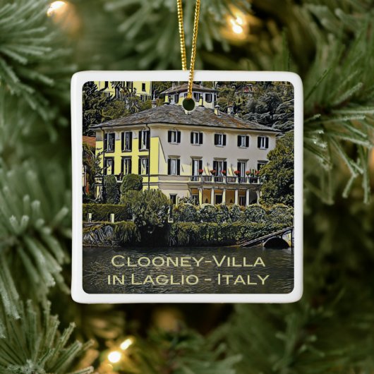 zLMD116 CLOONEY-VILLA Laglio Lake Como Keramisch Ornament (Boom)