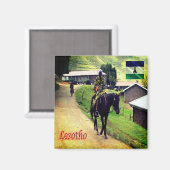 zLS003 LESOTHO, Basotho Blanket, Afrika, Fridge Magneet (Voorkant / Achterkant)