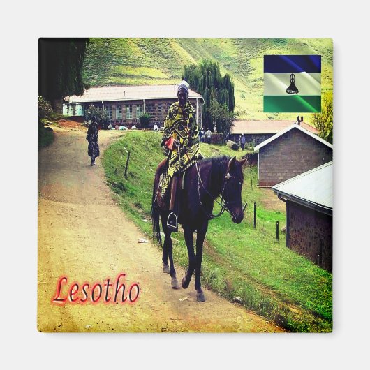 zLS003 LESOTHO, Basotho Blanket, Afrika, Fridge Magneet (Voorkant)