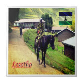 zLS003 LESOTHO, Basotho deken, Afrika, Tegeltje (Voorkant)