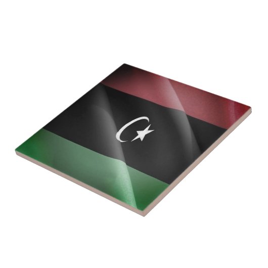 zLY002 LIBIË, zwaaiende vlag Libanees, Afrika, Tegeltje (Zijkant)