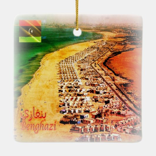 ZLY005 BENGHAZI, Strand, Libië, Afrika, koelkast C Keramisch Ornament (Achterkant)