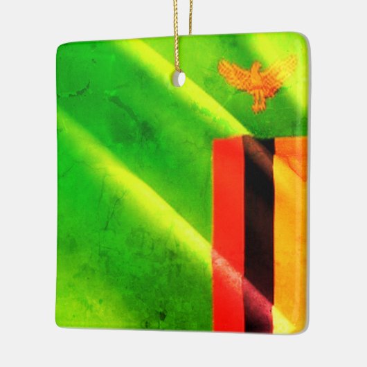 ZM002 ZAMBIA Waving Flag, Afrika, Fridge Keramisch Ornament (Links)
