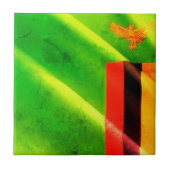 ZM002 ZAMBIA Waving Flag, Afrika Tegeltje (Voorkant)