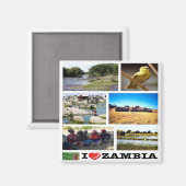 ZM010 ZAMBIA I Love, Mosaic, Africa, Fridge Magneet (Voorkant / Achterkant)