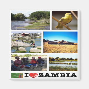 ZM010 ZAMBIA I Love, Mosaic, Africa, Fridge Magneet