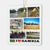 ZM010 ZAMBIA I Love, Mosaic, Africa, Keramisch Ornament (Links)