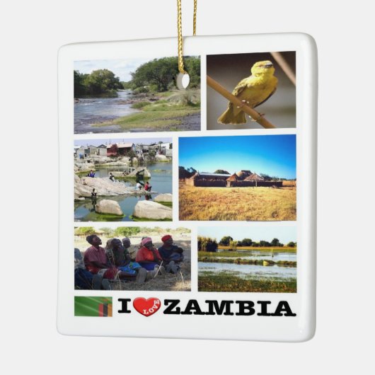 ZM010 ZAMBIA I Love, Mosaic, Africa, Keramisch Ornament (Links)