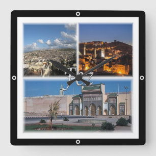 zMA016 FEZ, Mosaic, Marokko, Afrika, Vierkante Klok